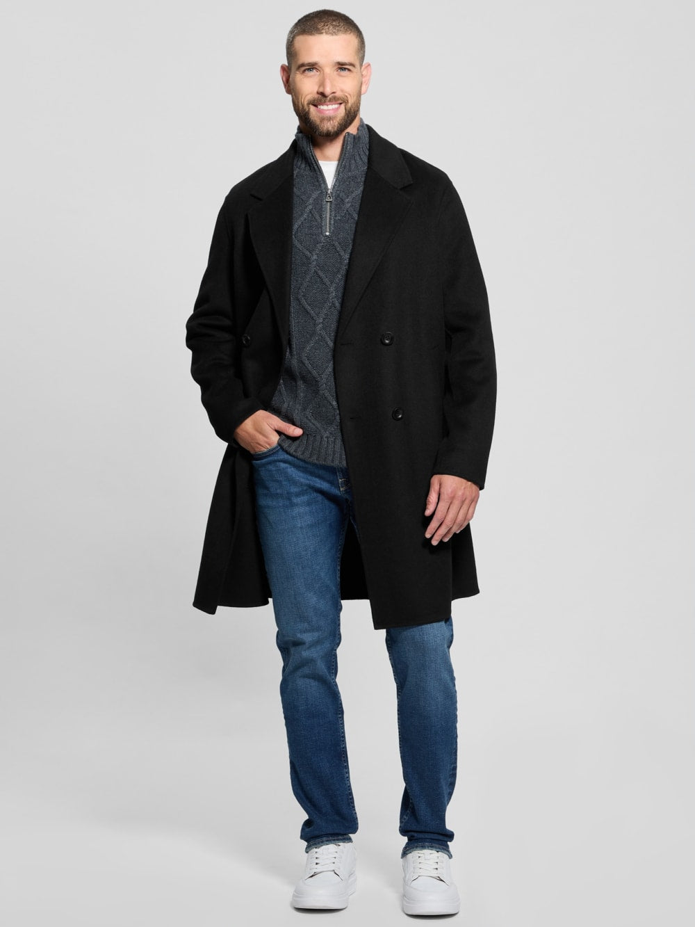 Wool-Blend Double-Breasted Coat - Guess