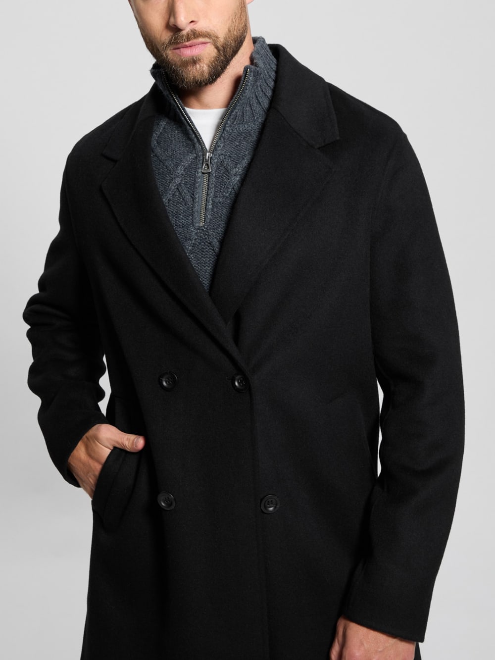 Wool-Blend Double-Breasted Coat - Guess
