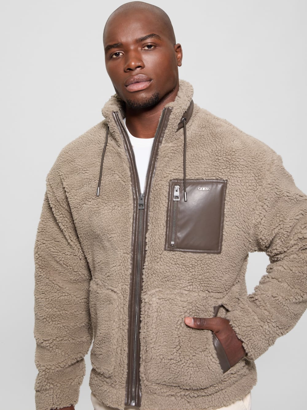 Faux-Sherpa Full-Zip Jacket - Guess