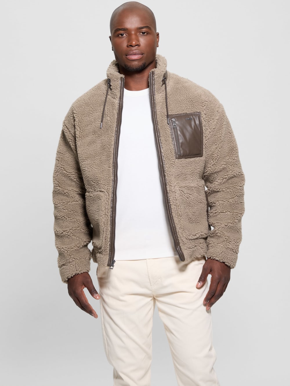 Faux-Sherpa Full-Zip Jacket - Guess
