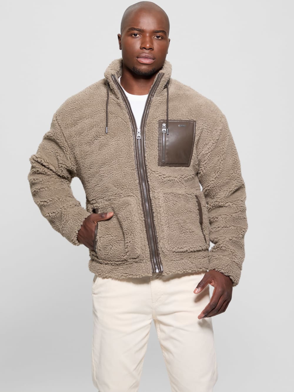 Faux-Sherpa Full-Zip Jacket - Guess