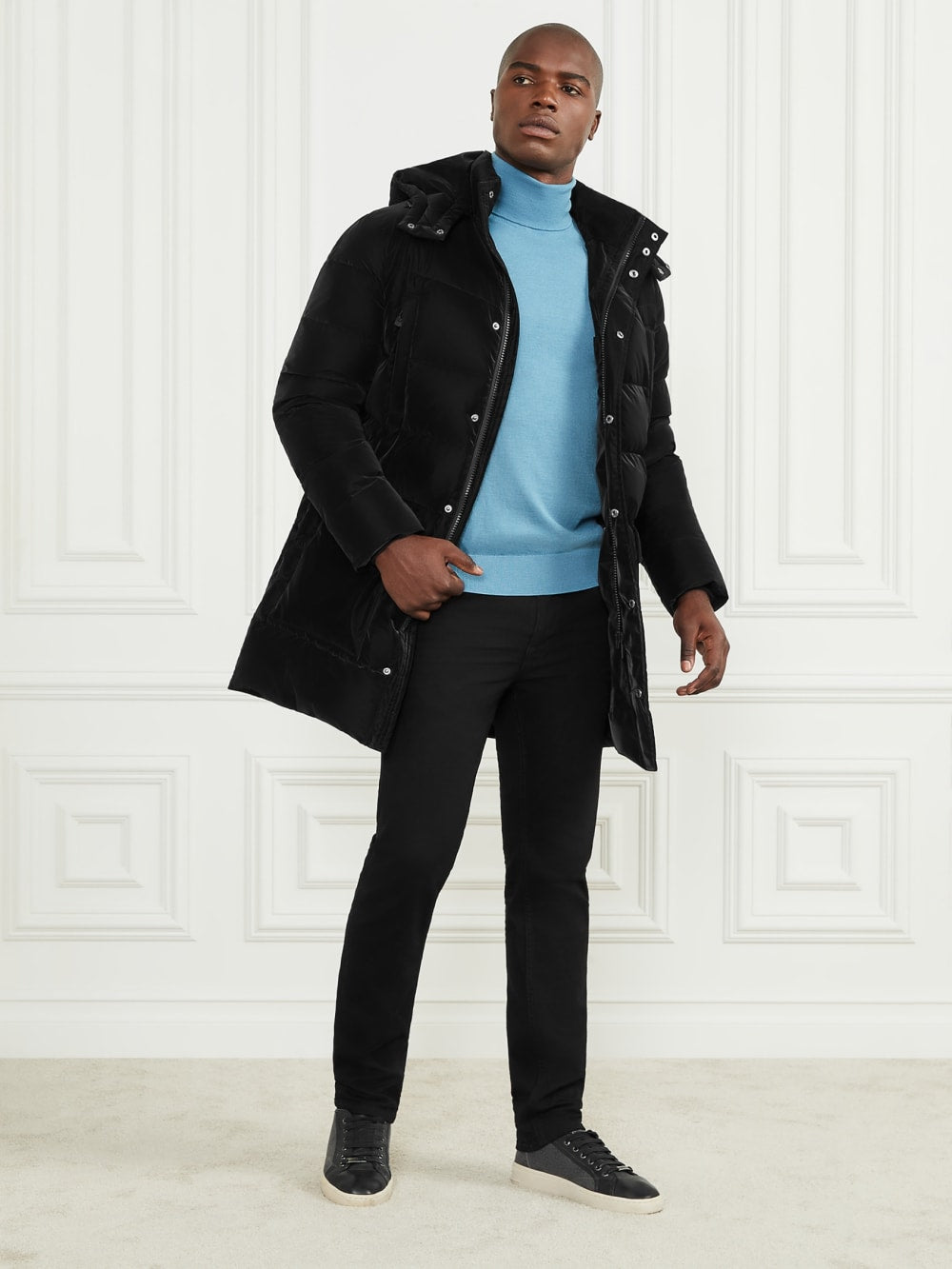 Long Down Hooded Jacket - Guess