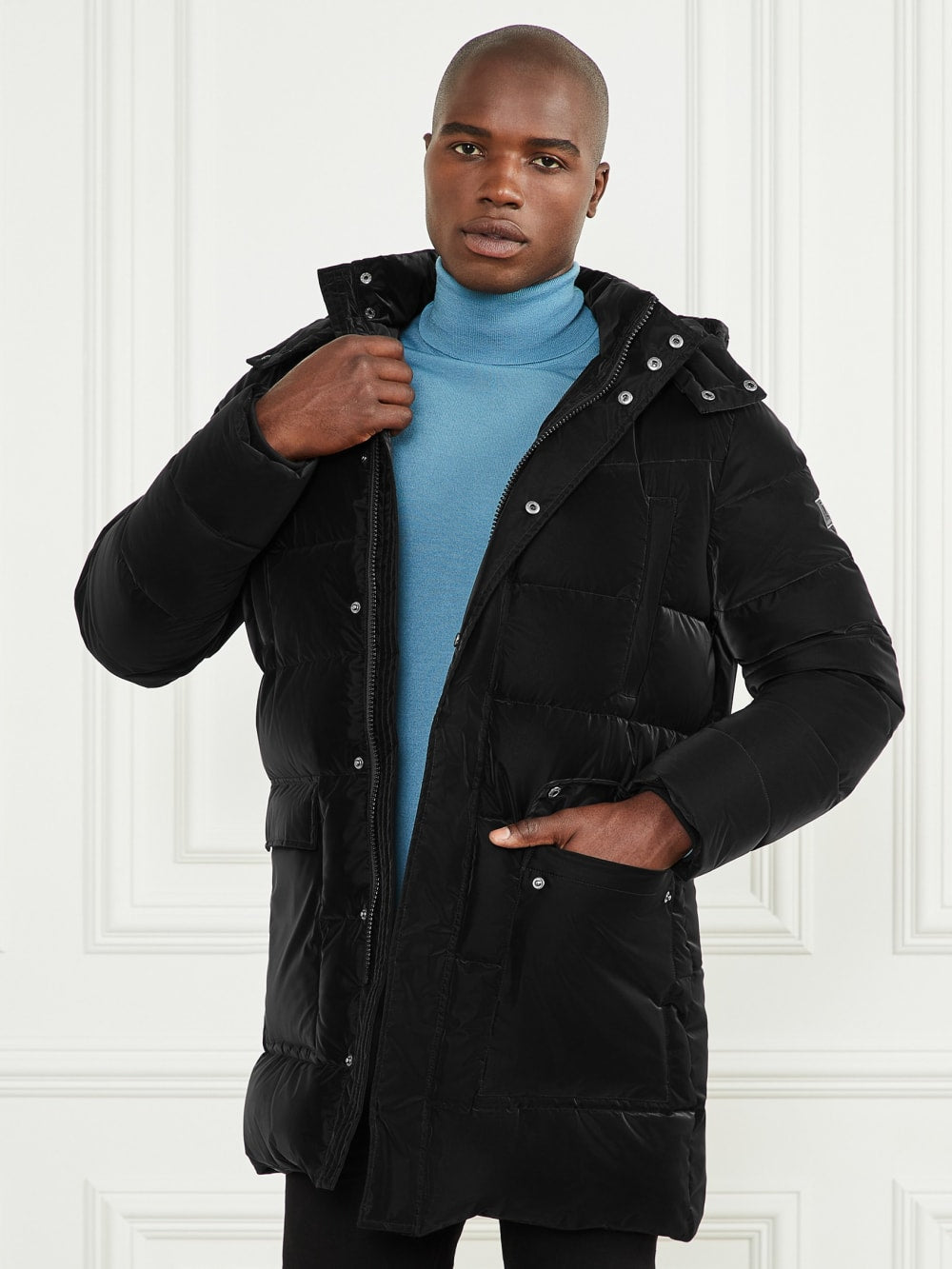 Long Down Hooded Jacket - Guess
