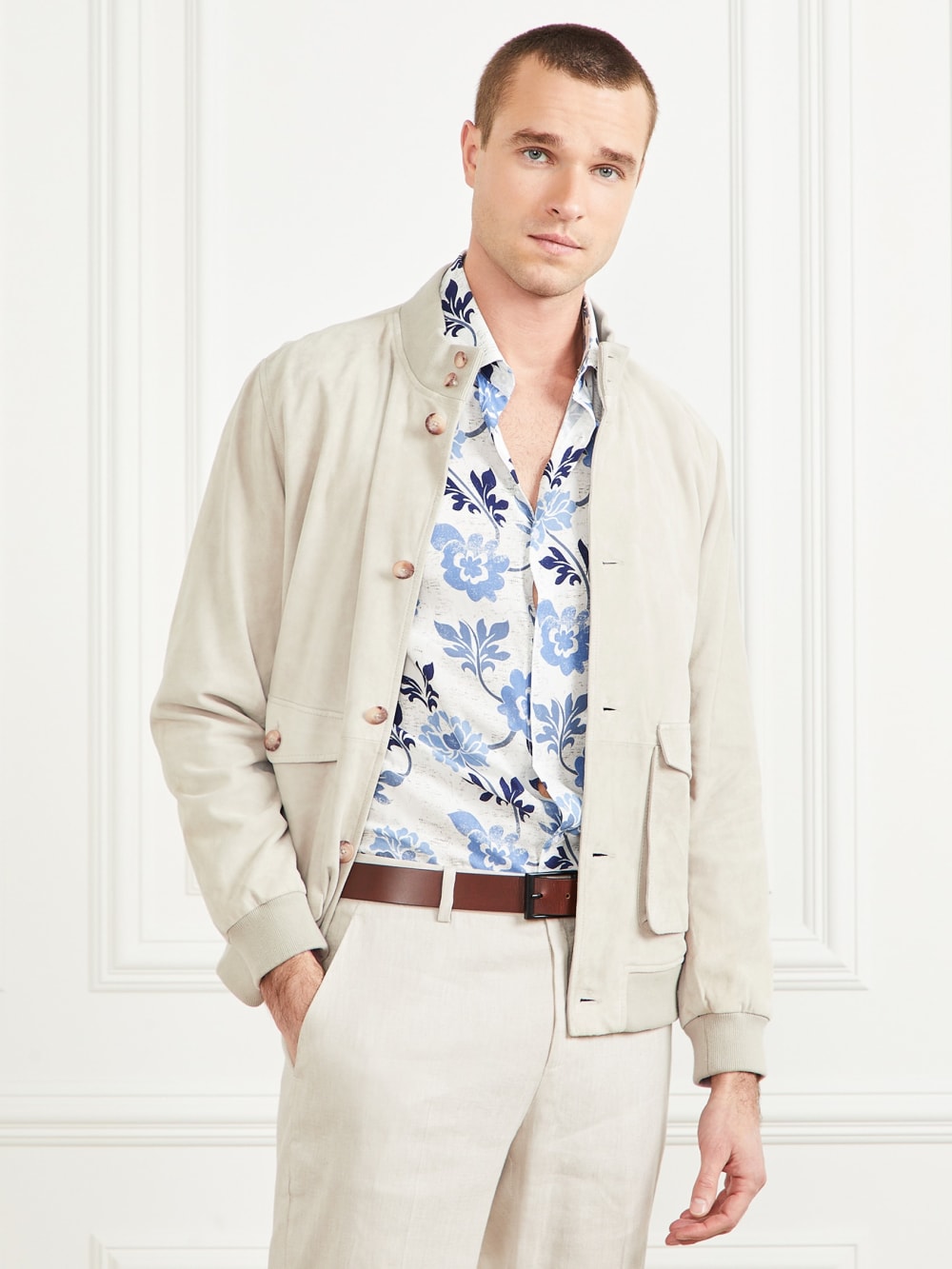 Suede Leather Flight Jacket - Guess
