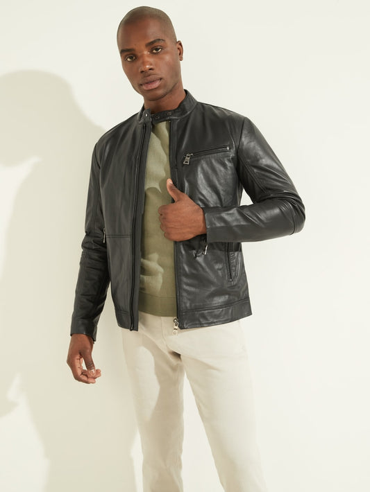 Leather Biker Jacket - Guess
