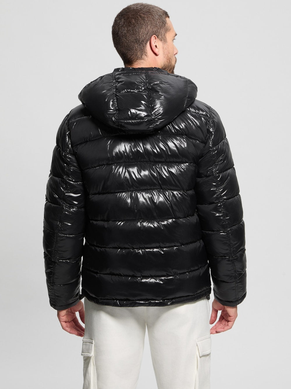 Shiny Hooded Puffer Jacket - Guess