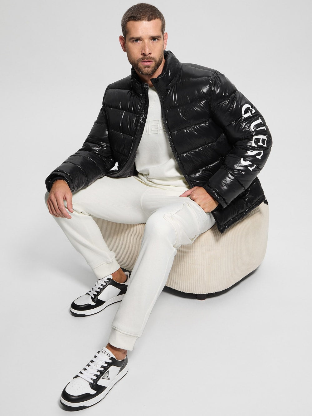 Shiny Hooded Puffer Jacket - Guess