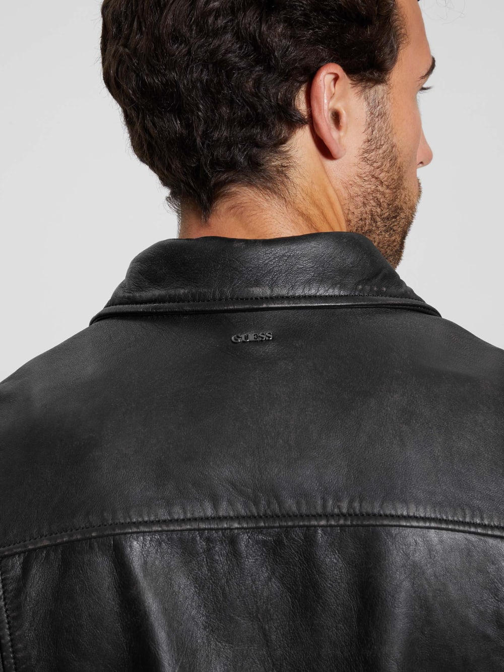 Distressed Leather Flight Jacket - Guess
