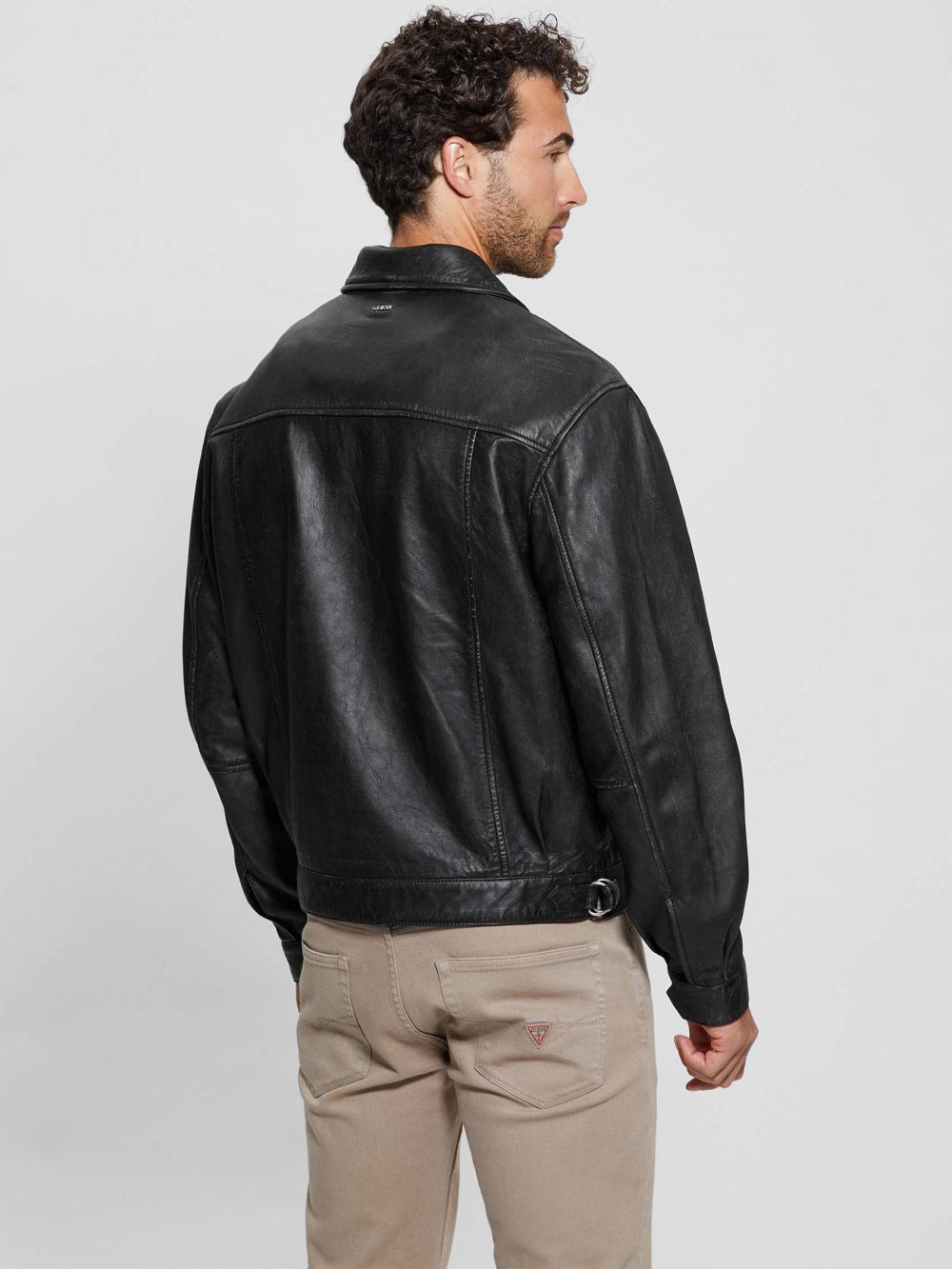 Distressed Leather Flight Jacket - Guess