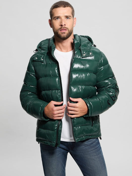 Shiny Hooded Puffer Jacket - Guess