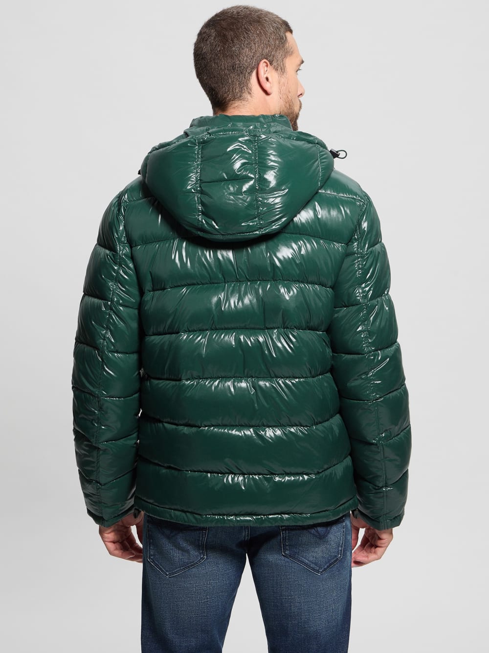 Shiny Hooded Puffer Jacket - Guess