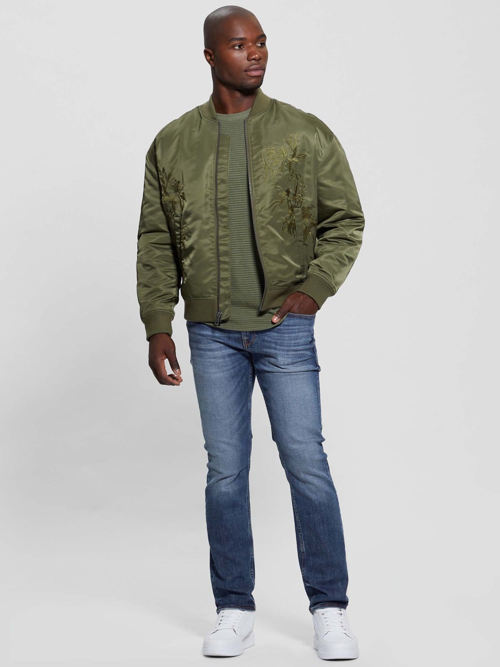 Ace Satin Hawk Flight Jacket - Guess