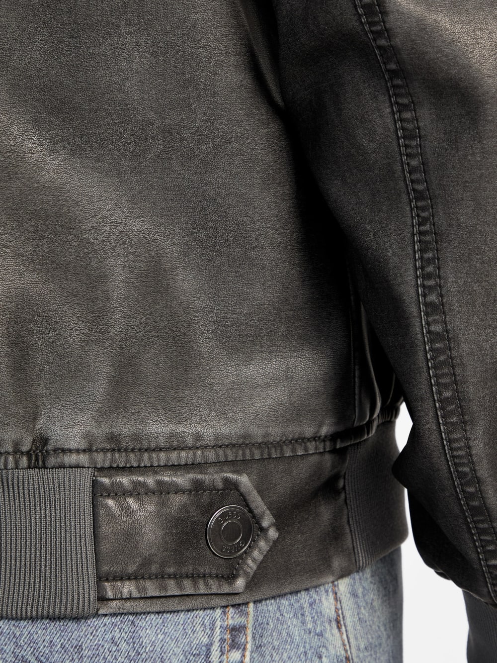 Faux-Leather Aviator Jacket - Guess
