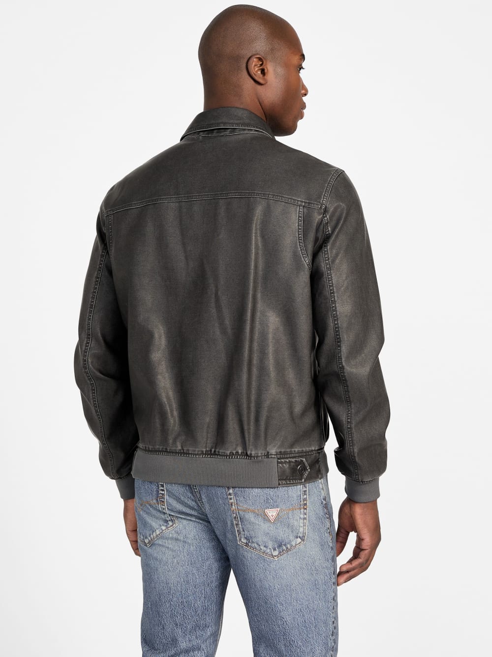 Faux-Leather Aviator Jacket - Guess