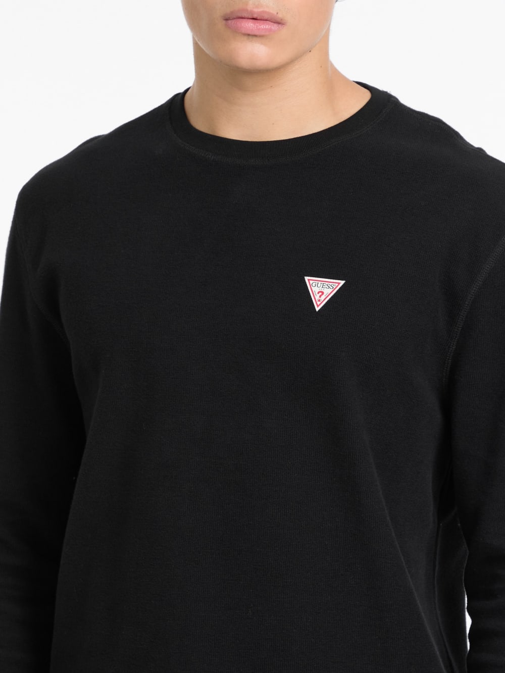 Waffle-Knit Mini Triangle Long-Sleeve Tee - Guess
