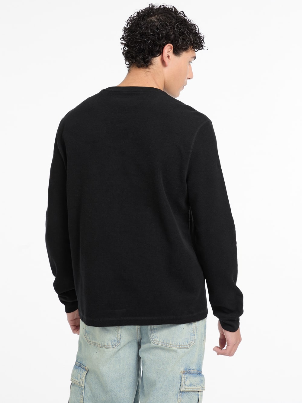Waffle-Knit Mini Triangle Long-Sleeve Tee - Guess