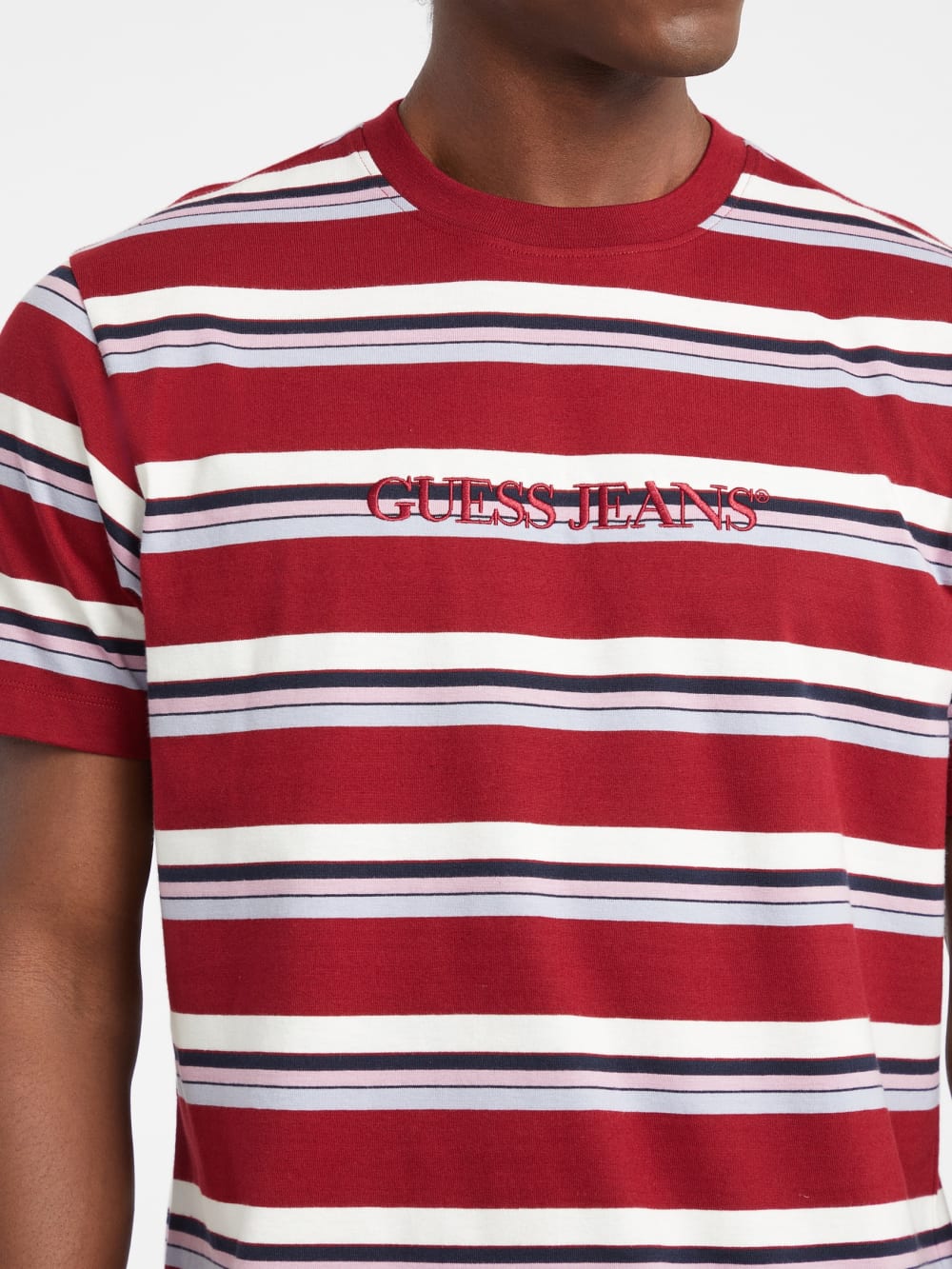 Regular Striped Embroidered Logo Tee - Guess