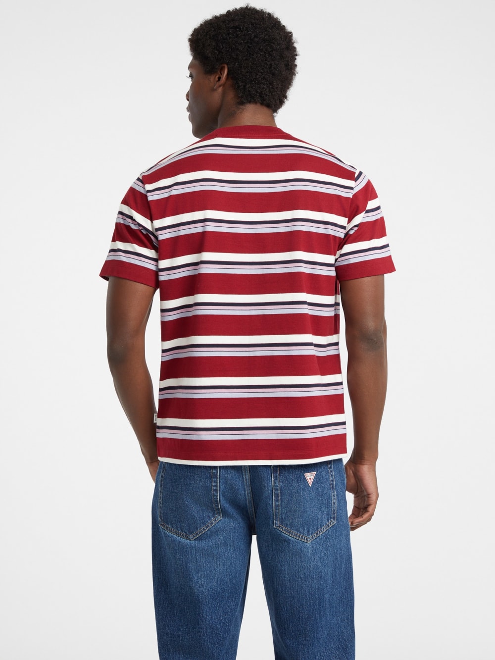 Regular Striped Embroidered Logo Tee - Guess