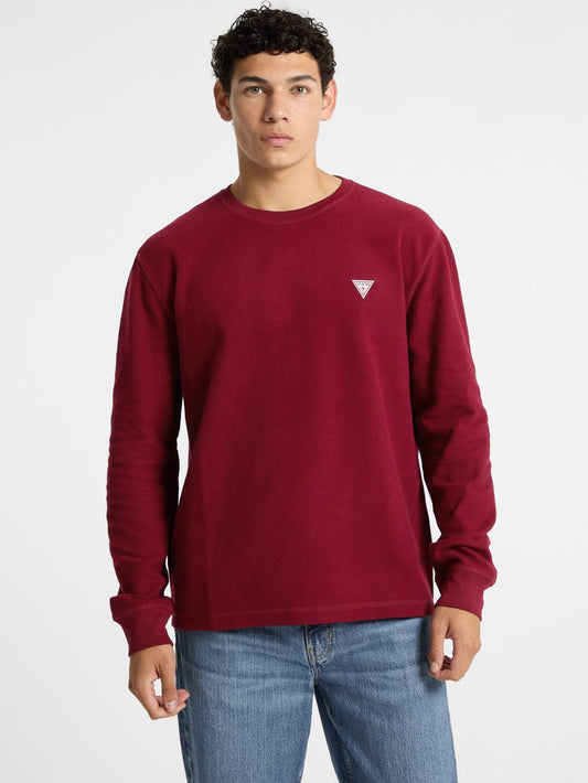 Waffle-Knit Mini Triangle Long-Sleeve Tee - Guess