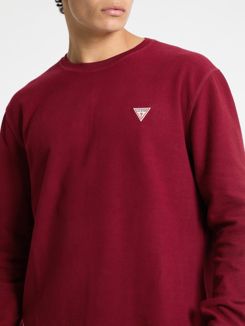 Waffle-Knit Mini Triangle Long-Sleeve Tee - Guess
