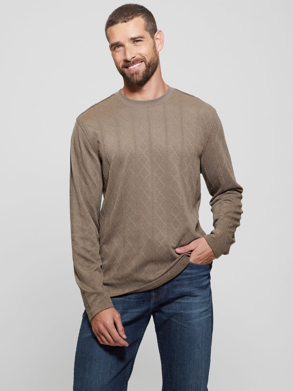 Textured Knit Long-Sleeve Top - Guess