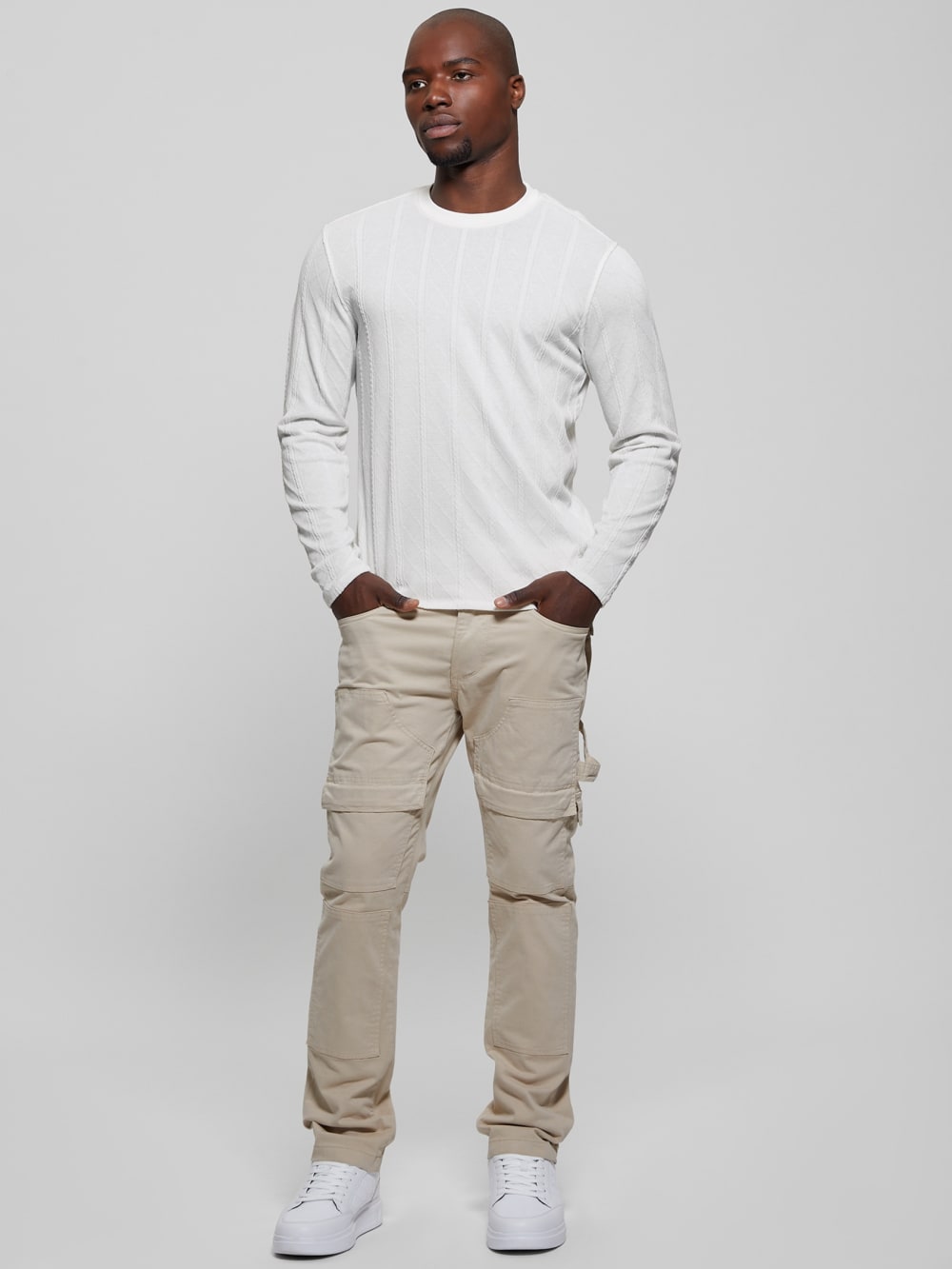 Textured Knit Long-Sleeve Top - Guess