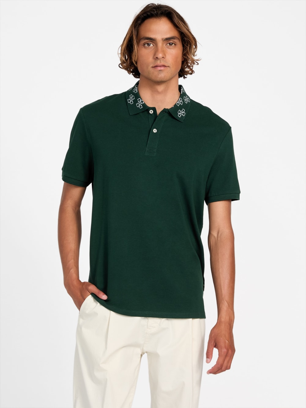 Eco Jacquard Logo Collar Polo - Guess