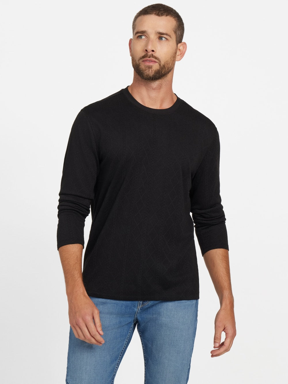 Textured Knit Long-Sleeve Top - Guess