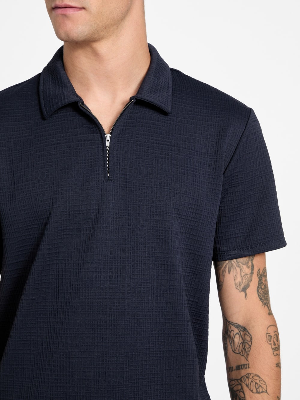 Eco Percy Textured Zip Polo - Guess