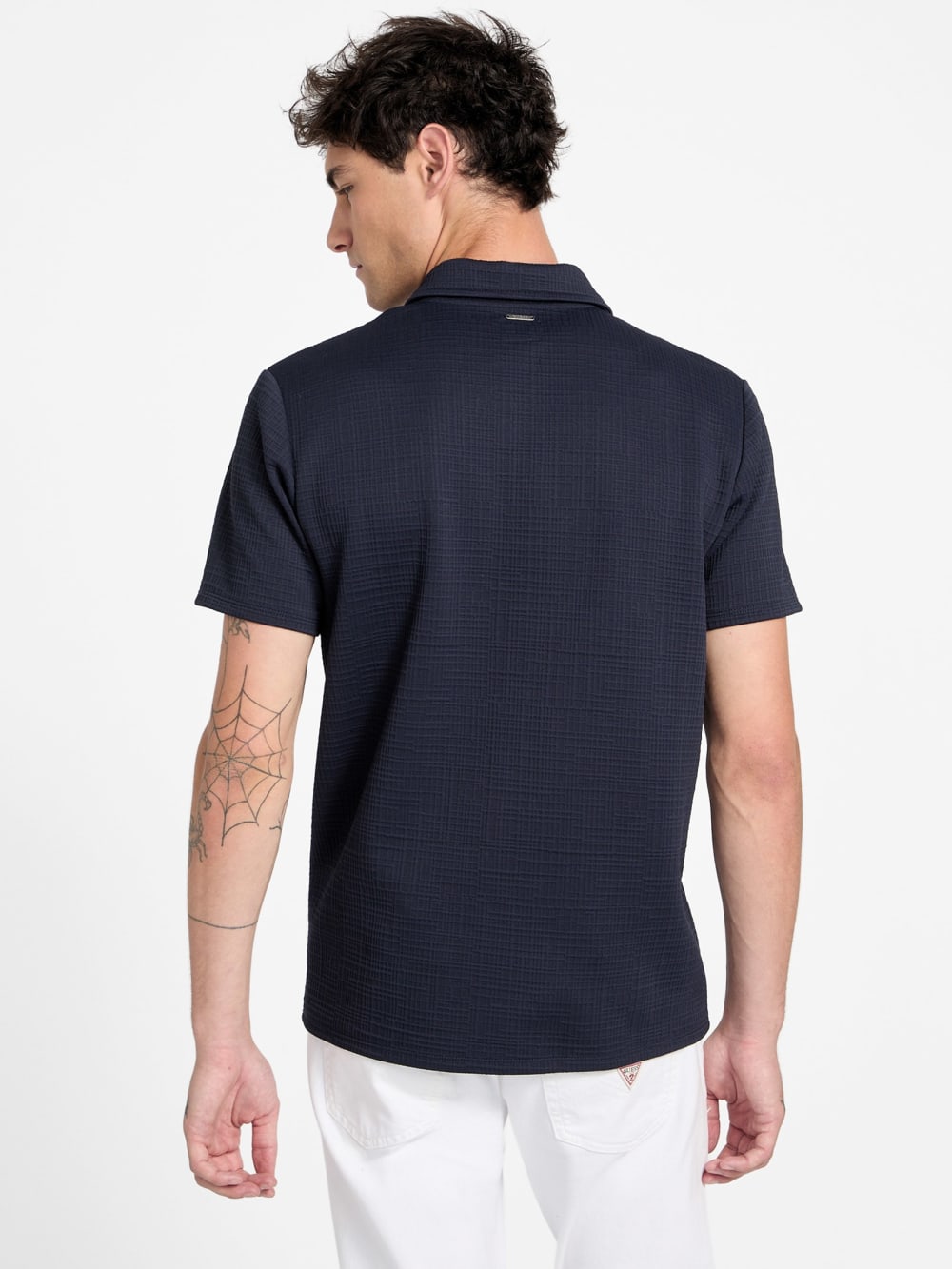 Eco Percy Textured Zip Polo - Guess