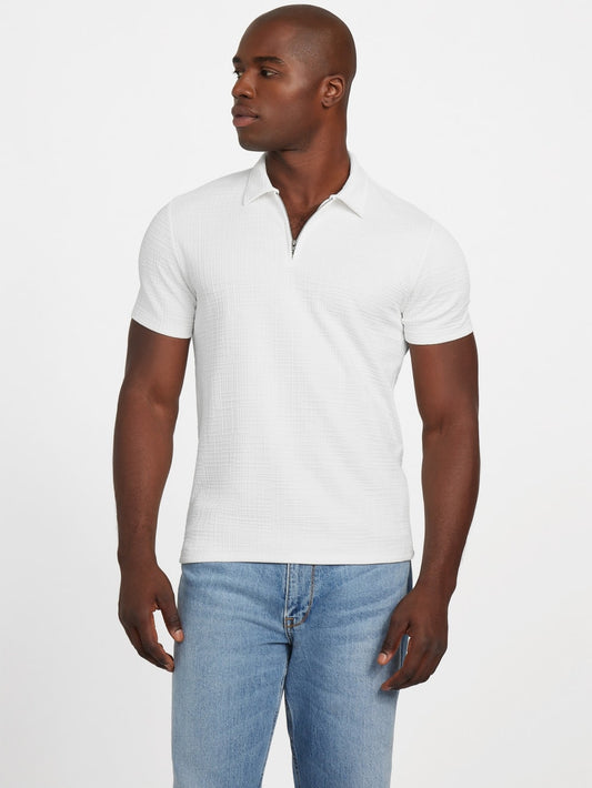 Eco Percy Textured Zip Polo - Guess