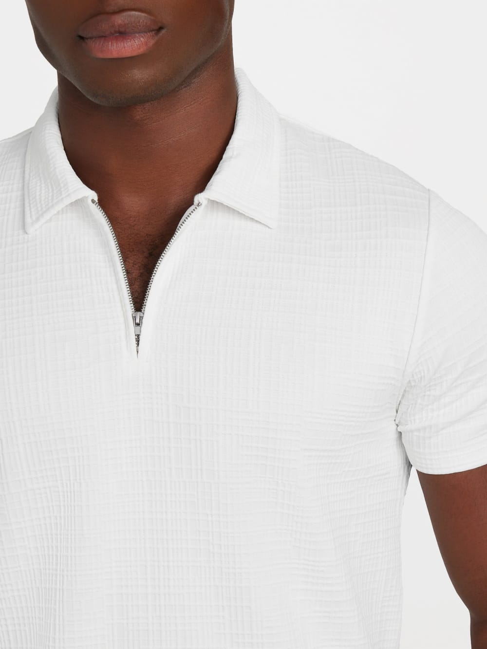 Eco Percy Textured Zip Polo - Guess