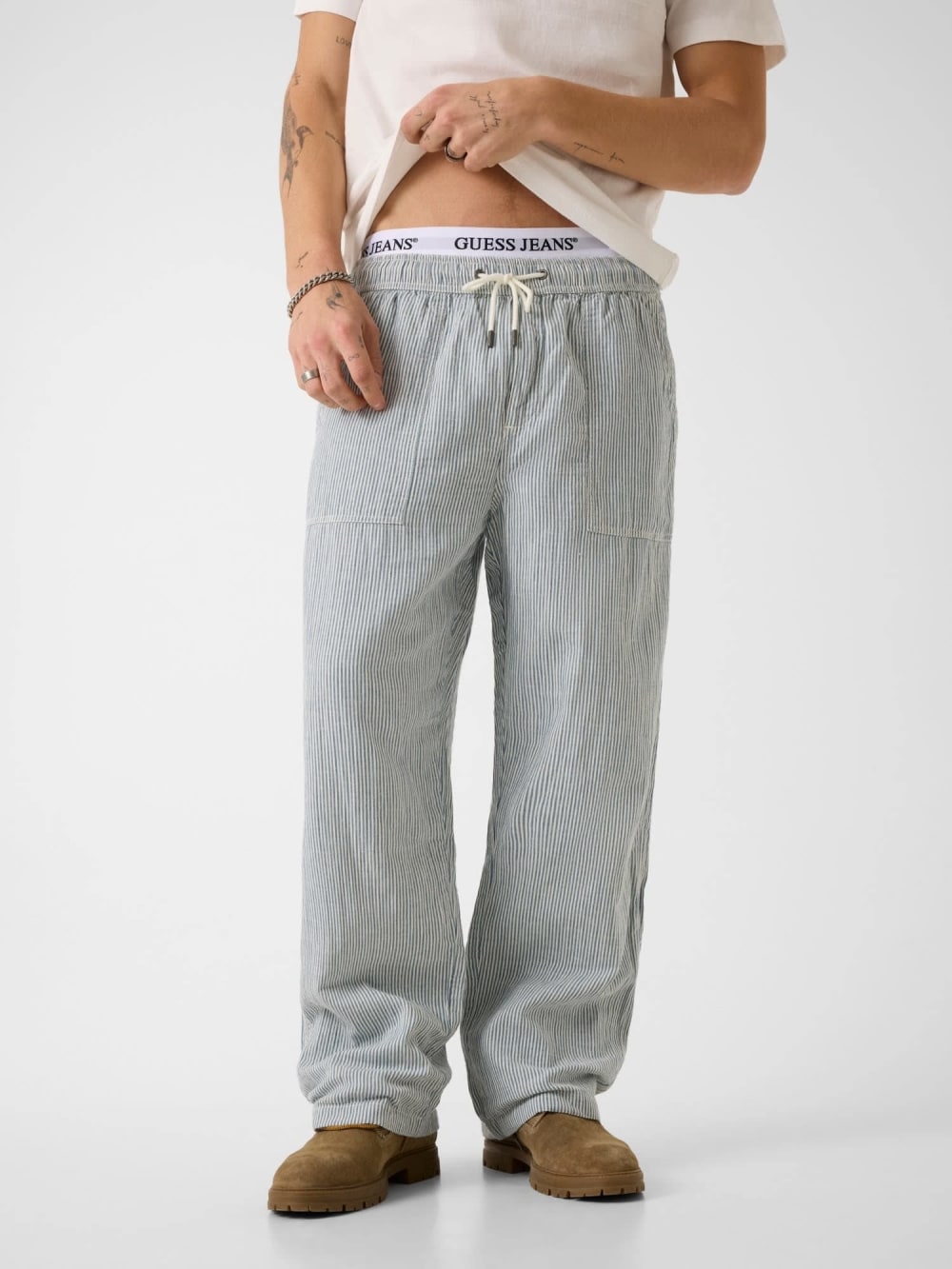 Linen-blend striped pants - Guess