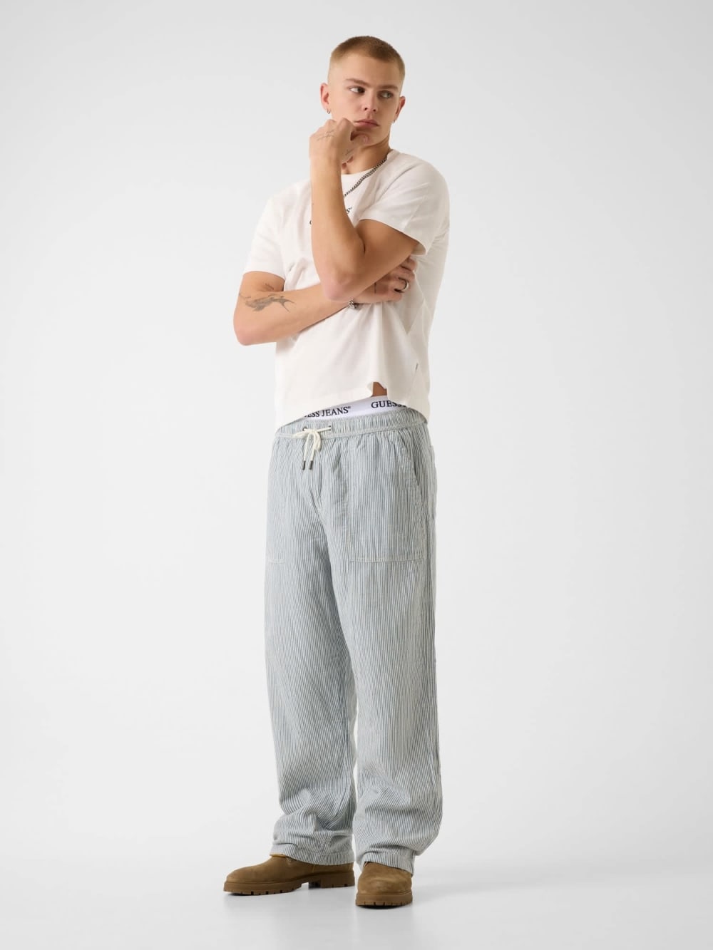 Linen-blend striped pants - Guess