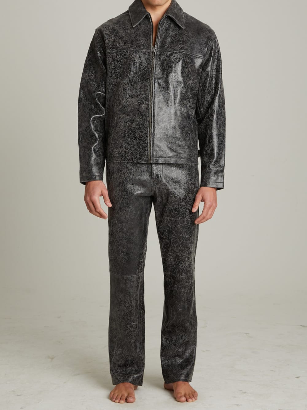 Cracked Leather Flared Pants - Guess