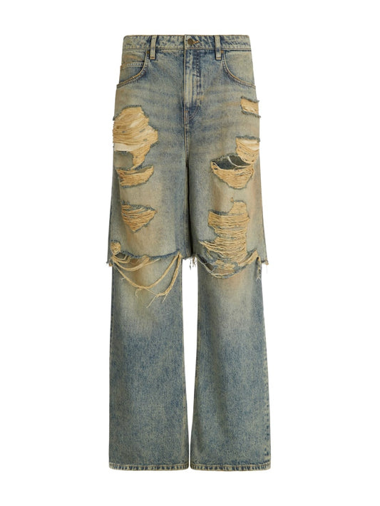 destroyed denim layered pant - Guess