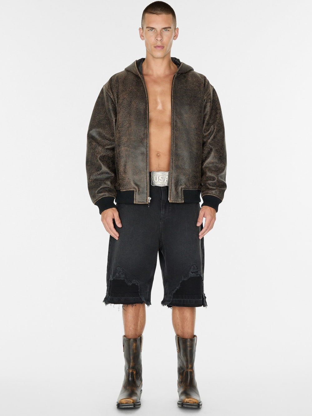 black distressed denim short - Guess