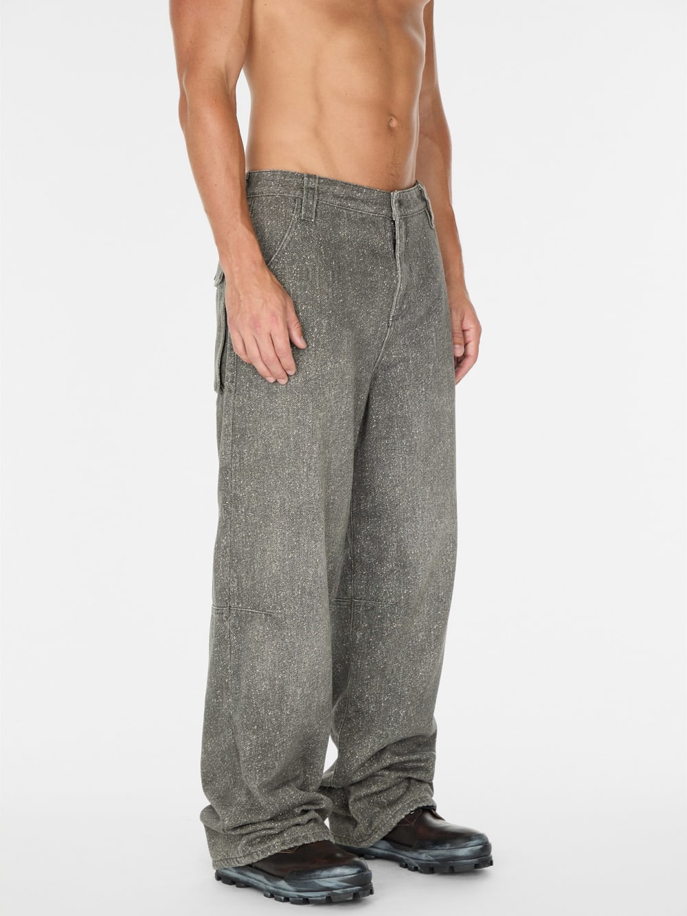 flannel lined relaxed bull denim pant - Guess