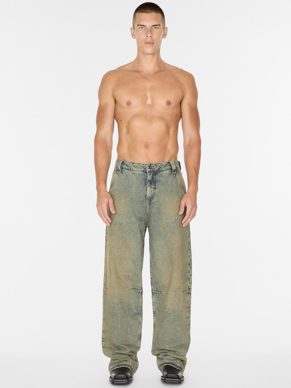 flannel lined relaxed denim pant - Guess