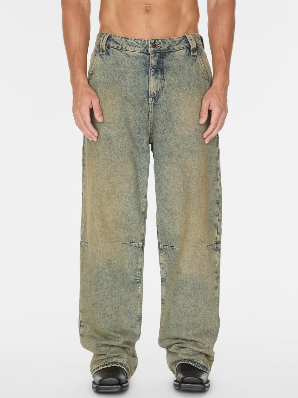 flannel lined relaxed denim pant - Guess