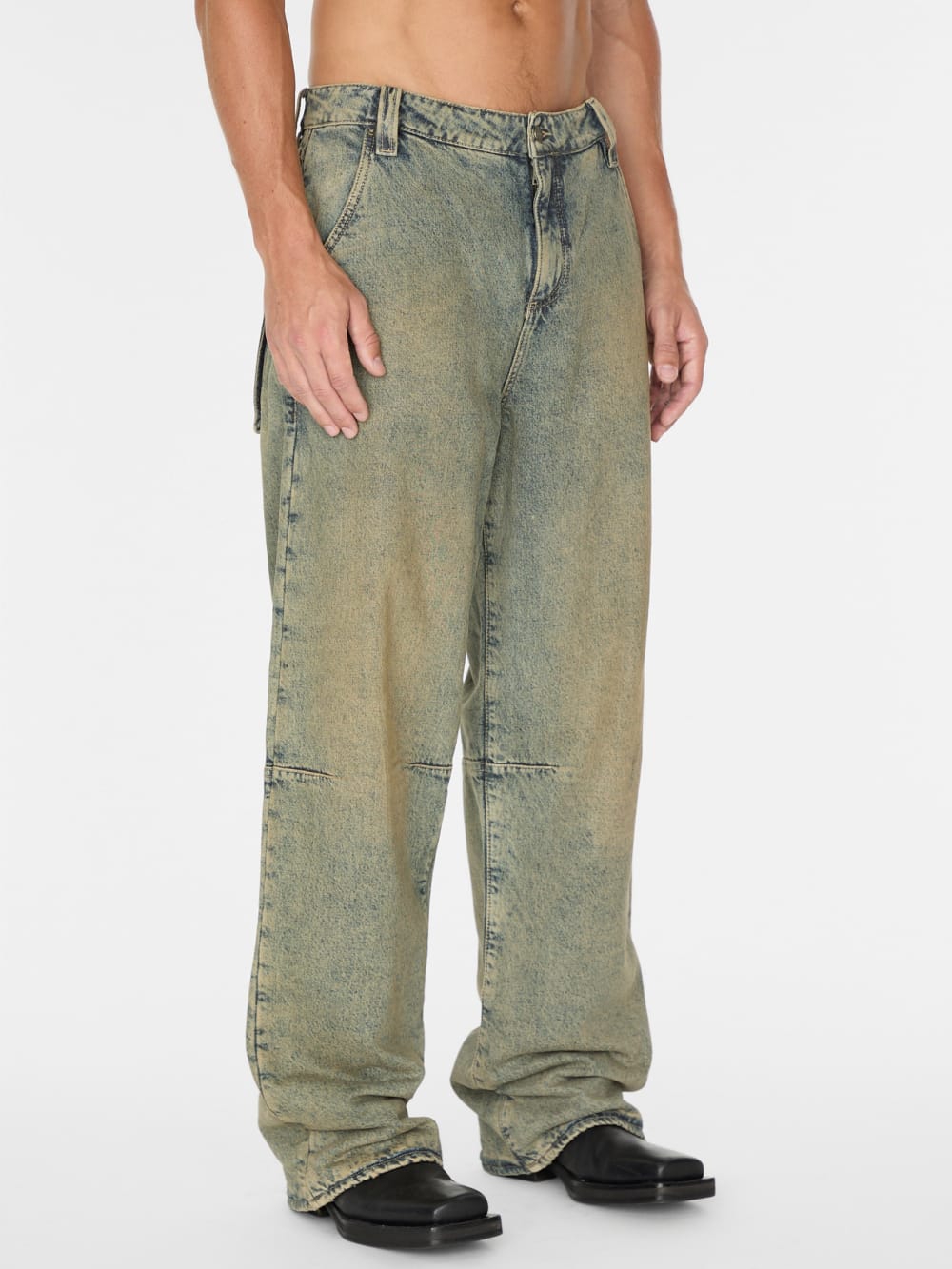 flannel lined relaxed denim pant - Guess