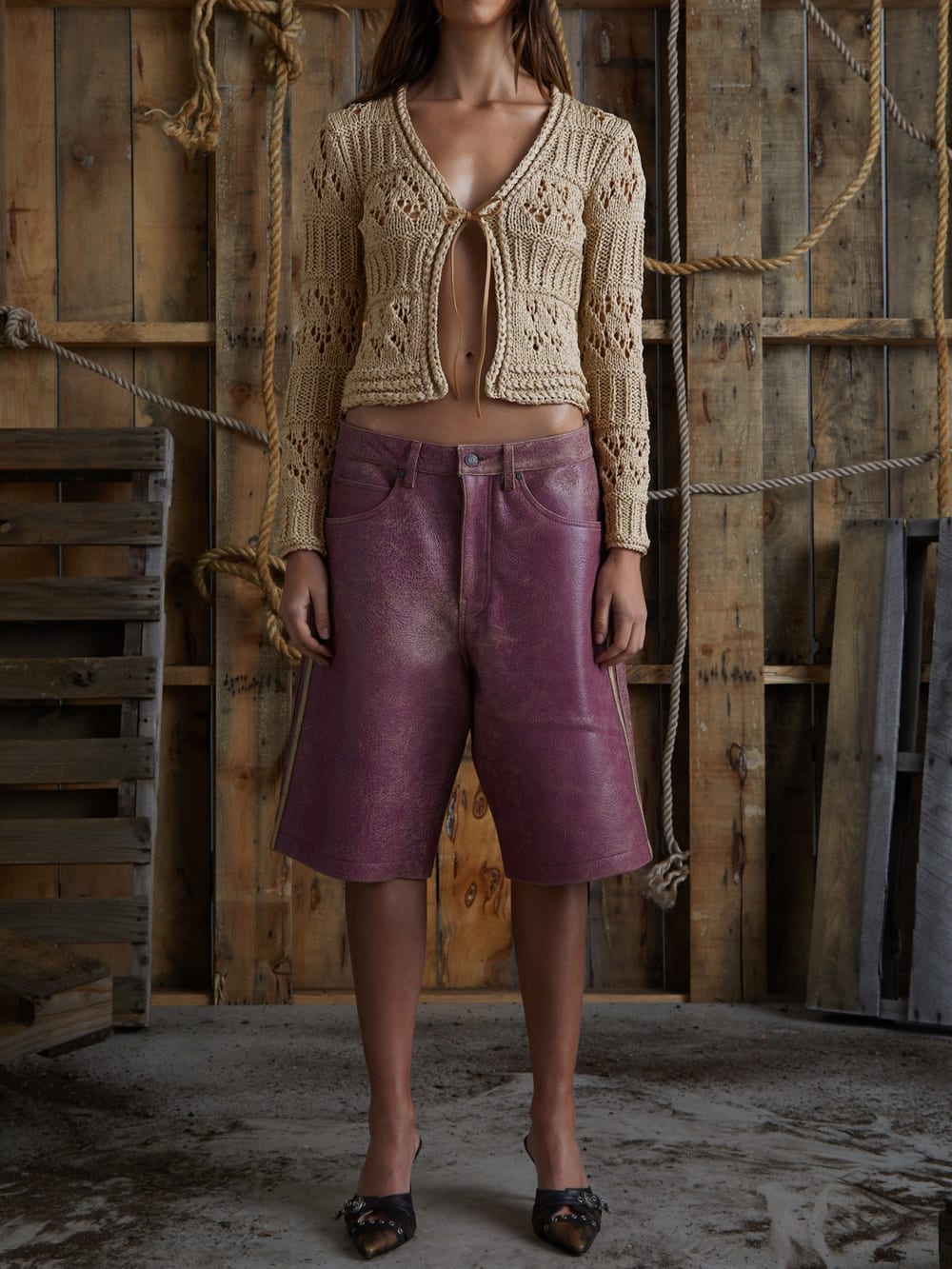 crackle leather shorts - Guess