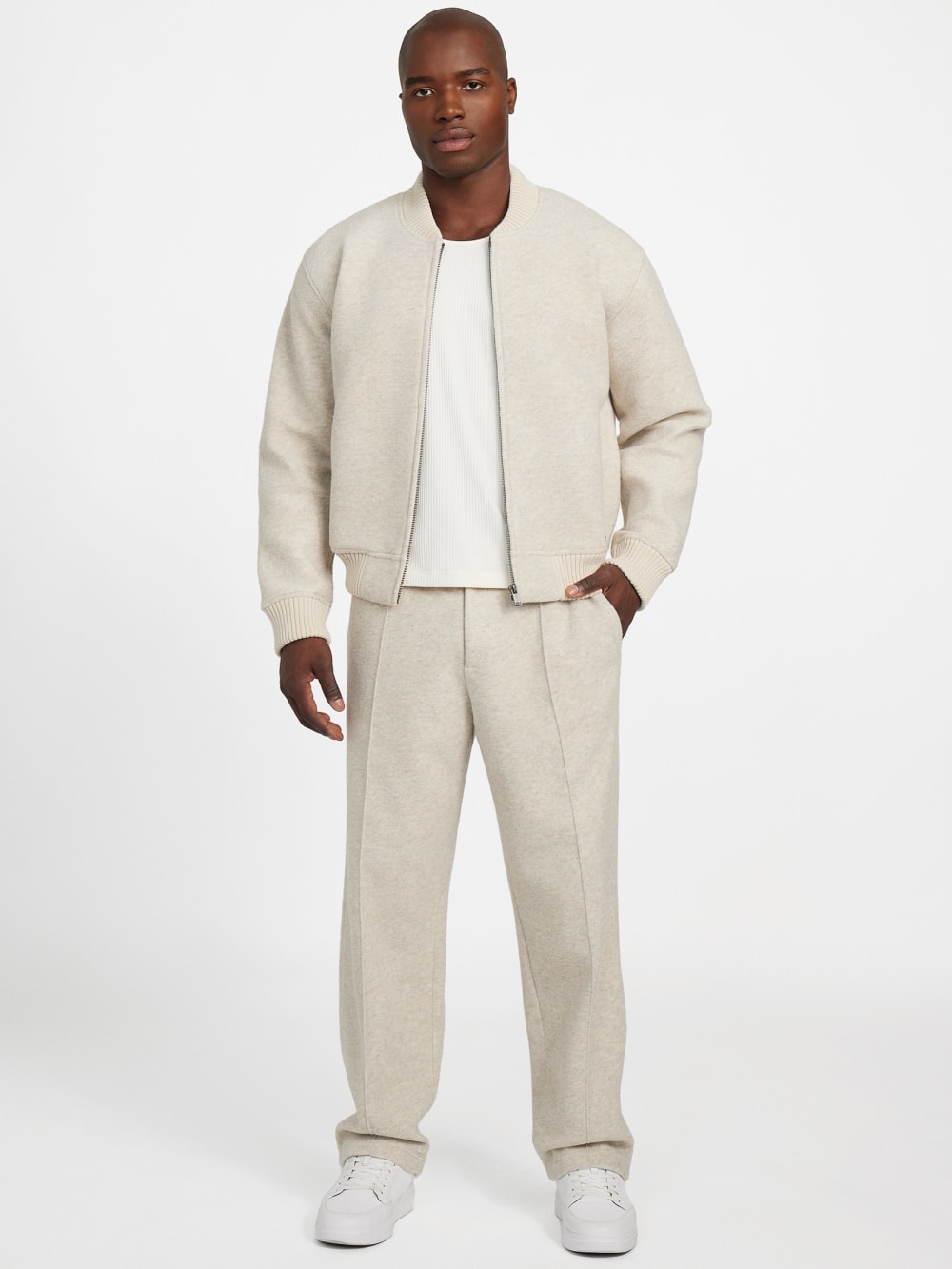 Scuba Wool-Blend Chino Melange Pants - Guess