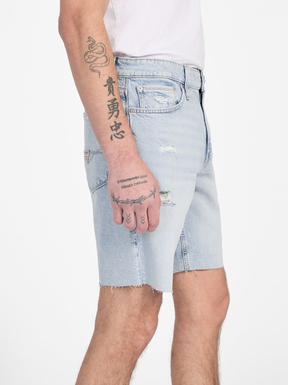 Eco Wyatt Distressed Denim Shorts - Guess