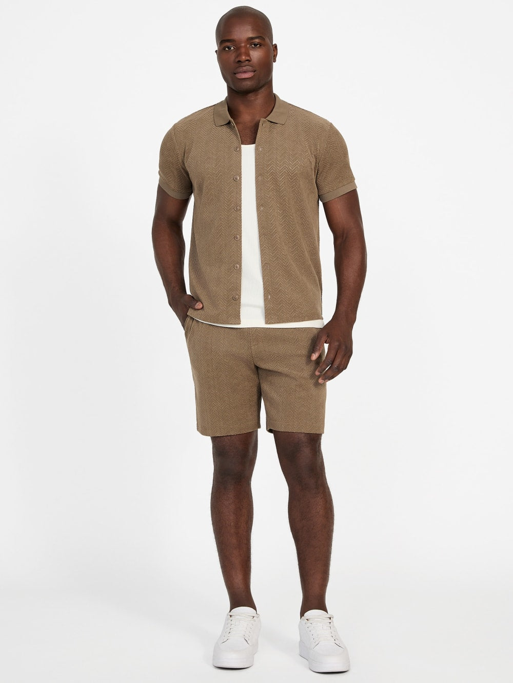 Eco Calvin Chevron-Knit Shorts - Guess