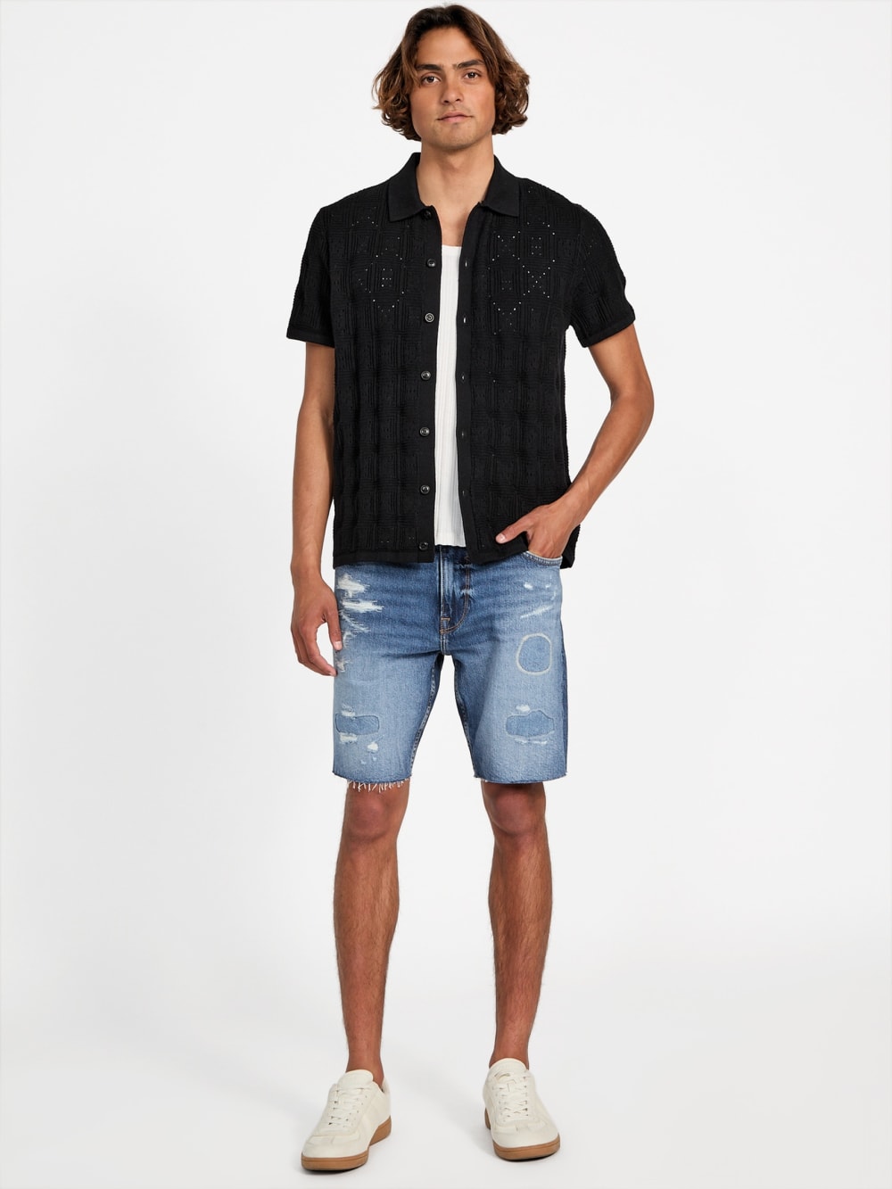 Eco Wyatt Distressed Denim Shorts - Guess