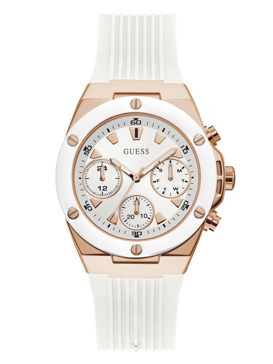 Rose Gold-Tone And White Multifunction Watch - Guess