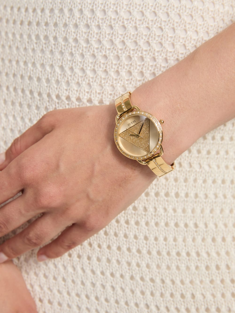 Gold-Tone Triangle Analog Watch - Guess