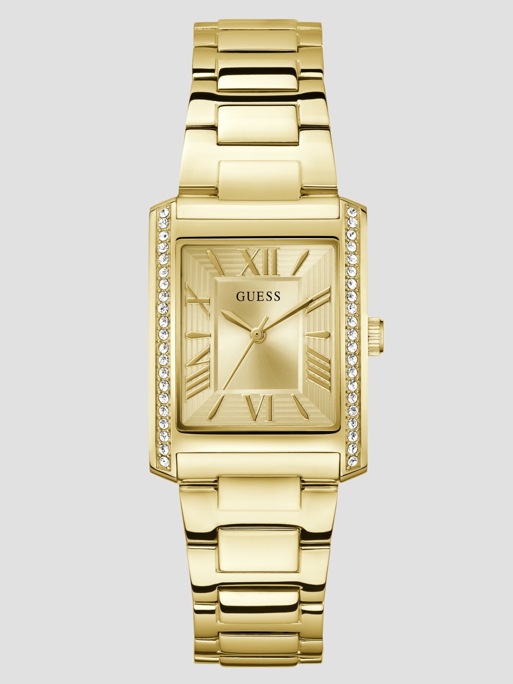 Gold-Tone Crystal Square Analog Watch - Guess