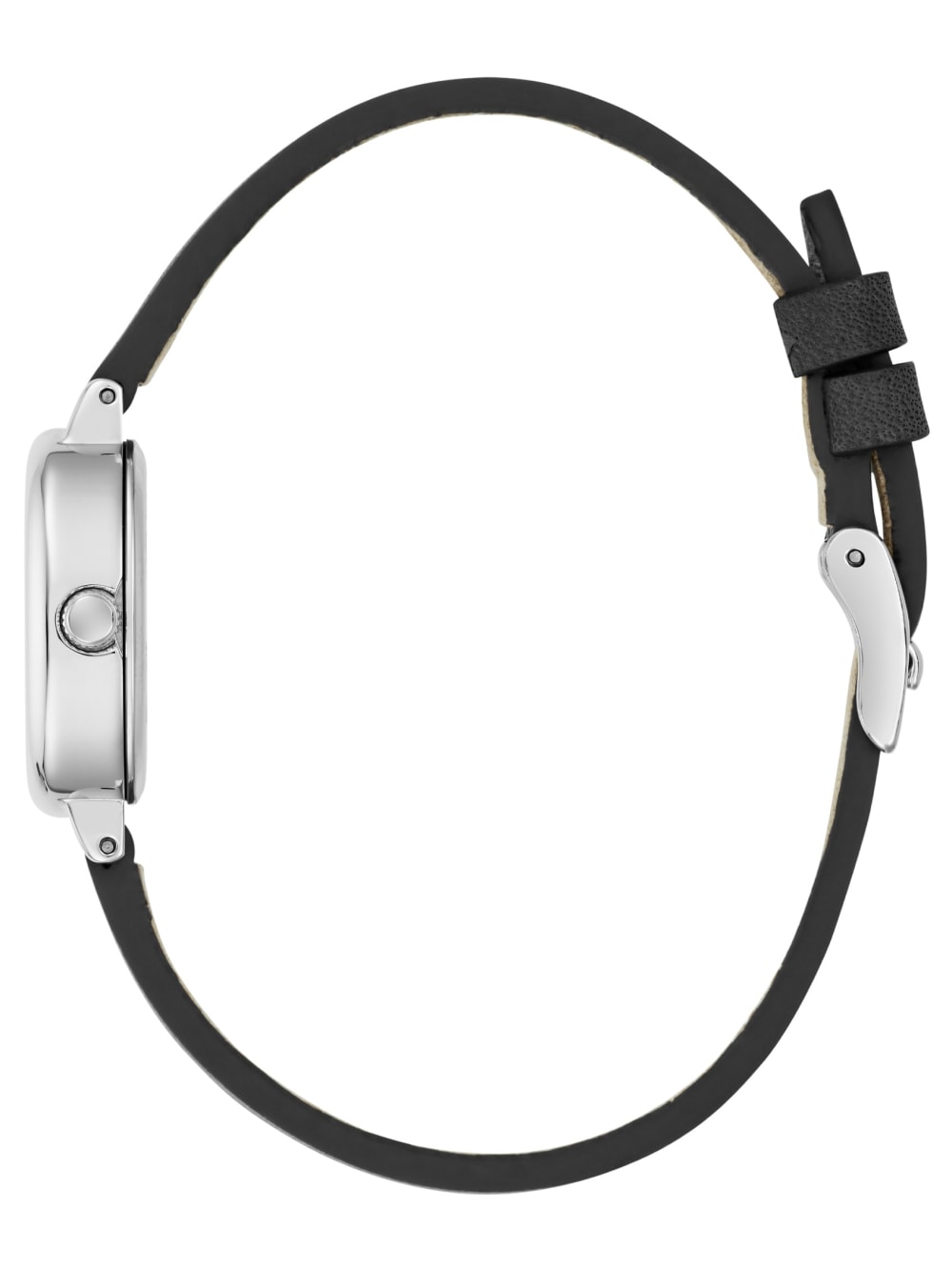 Silver-Tone and Black Oval Analog Watch - Guess